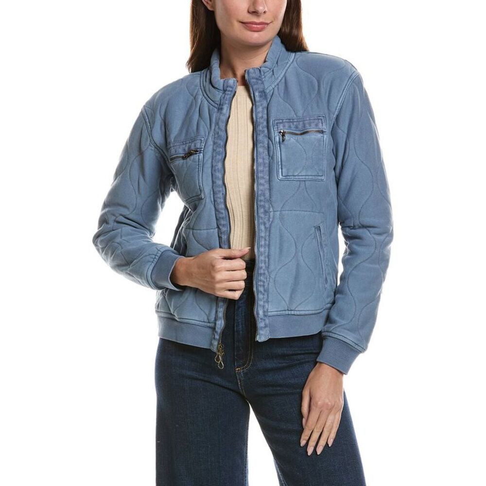 Xcvi Womens  Osment Quilted Bomber Jacket, Blue